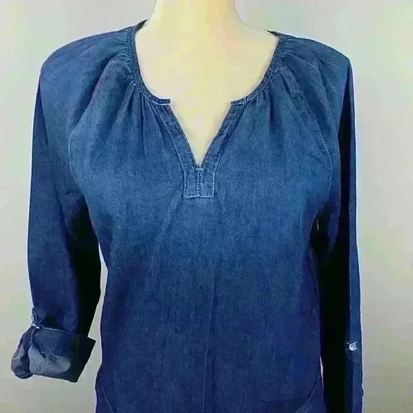 CALVIN KLEIN JEANS BOHO DENIM BLUE DRESS Sz M - Picture 4 of 6